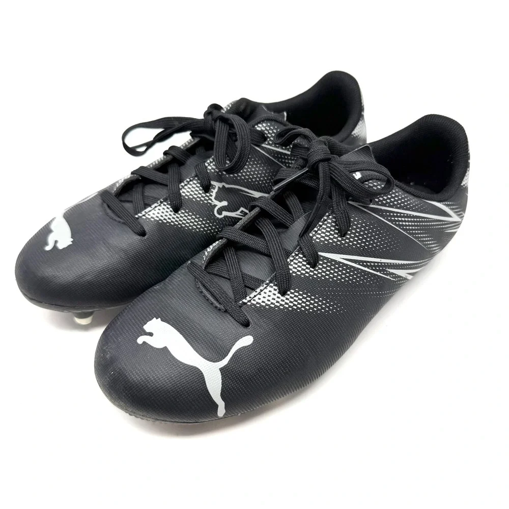 Puma Attancanto FG/AG Kids Soccer Cleats Black Silver 107480-01 Size 3.5Y